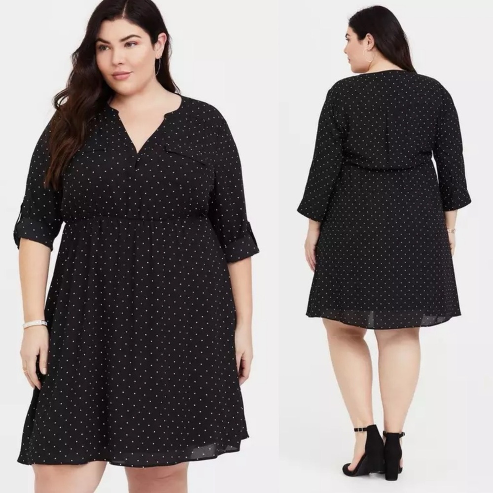 Torrid Mini Georgette Shirt Dress Polka Dot Size 3